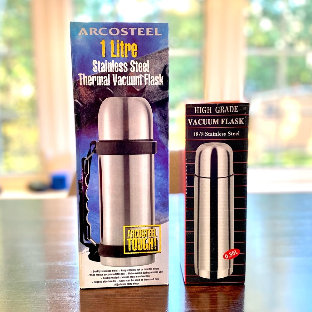 2 NEW Thermos - one large, one small - Stainless Steel